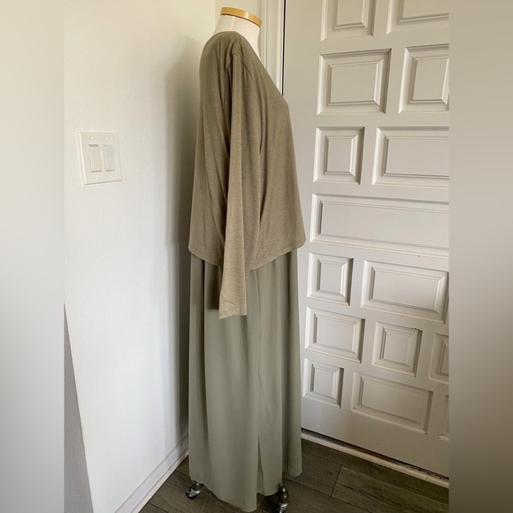 NWT Soft Surroundings Cassie Dress Olive Light Green Long Maxi Chiffon Size 3X - Picture 4 of 16